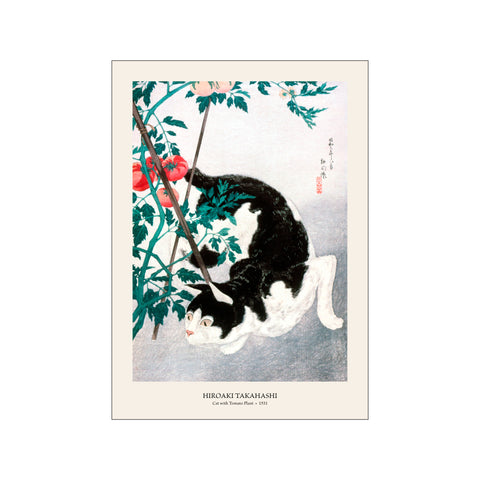 Cat with Tomato Plant - Hiroaki Takahashi | Woodblock Print