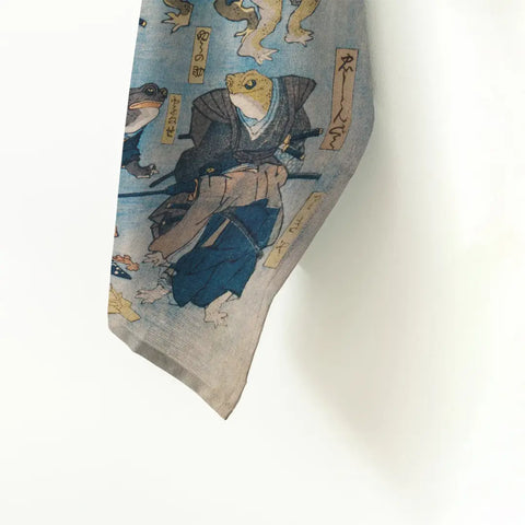 Famous Heroes of the Kabuki Stage Played by Frogs - Utagawa Kuniyoshi | Kitchen Towel