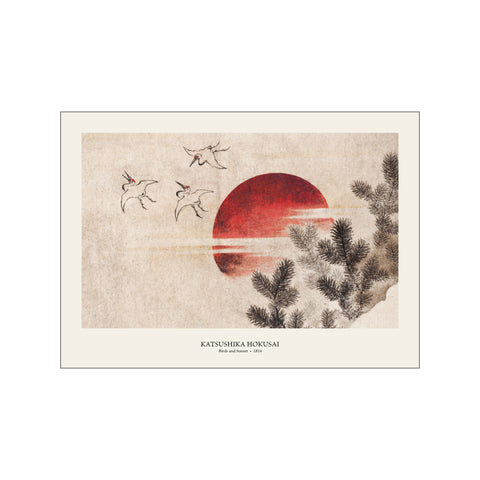 Birds and Sunset - Katsushika Hokusai | Woodblock Print