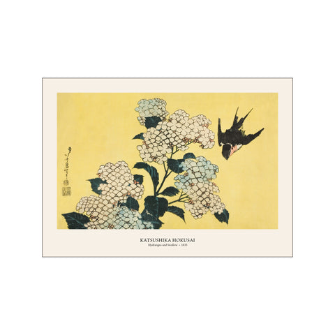 Hydrangea and Swallow - Katsushika Hokusai | Woodblock Print