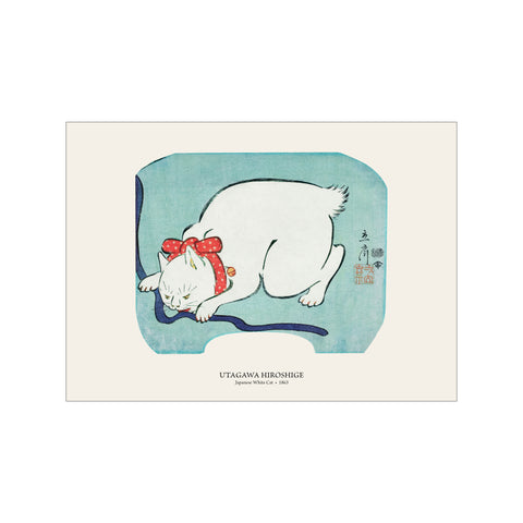 Japanese White Cat  - Utagawa Hiroshige | Woodblock Print